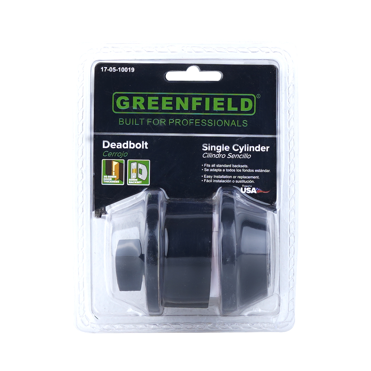 Greenfield Single Cylinder Deadbolt Matte Black - Door Hardware & Locks ...