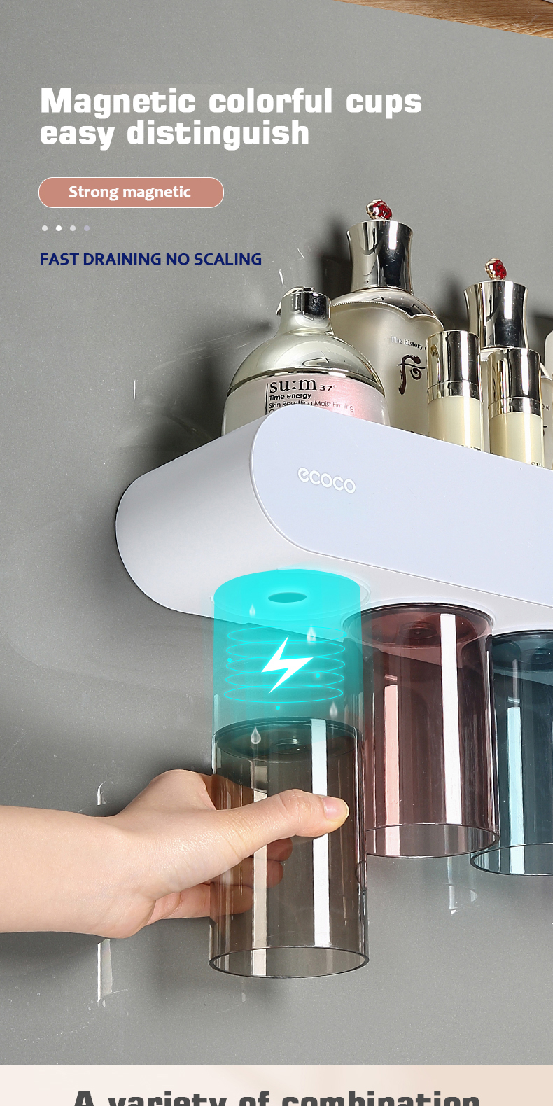 [Ready Stock]Ecoco Magnetic Toothbrush Holder Automatic Toothpaste ...