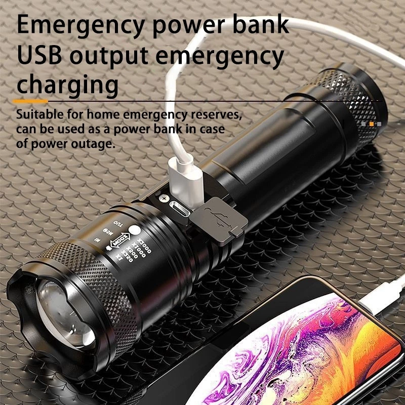 Flashlight Rechargeable Waterproof Original Super Bright Zoom LED Heavy ...
