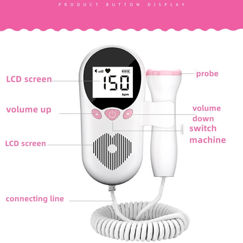 Fetal Doppler Upgraded Fetal Home Pregnancy Heart Rate Monitor Baby ...