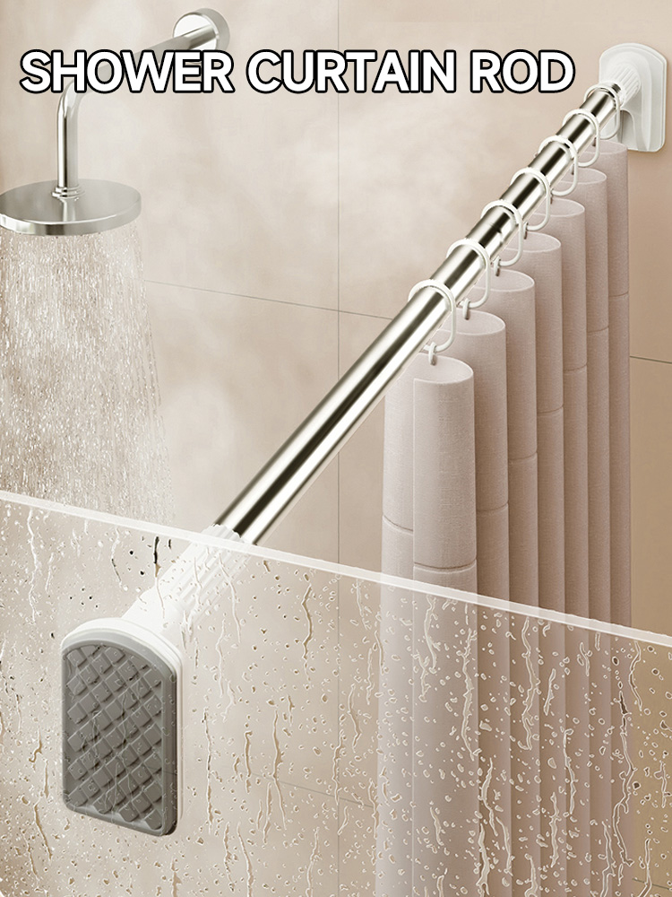 Aurora Punch-Free Adjustable Rod Extendable Pole Shower Curtain Rod ...