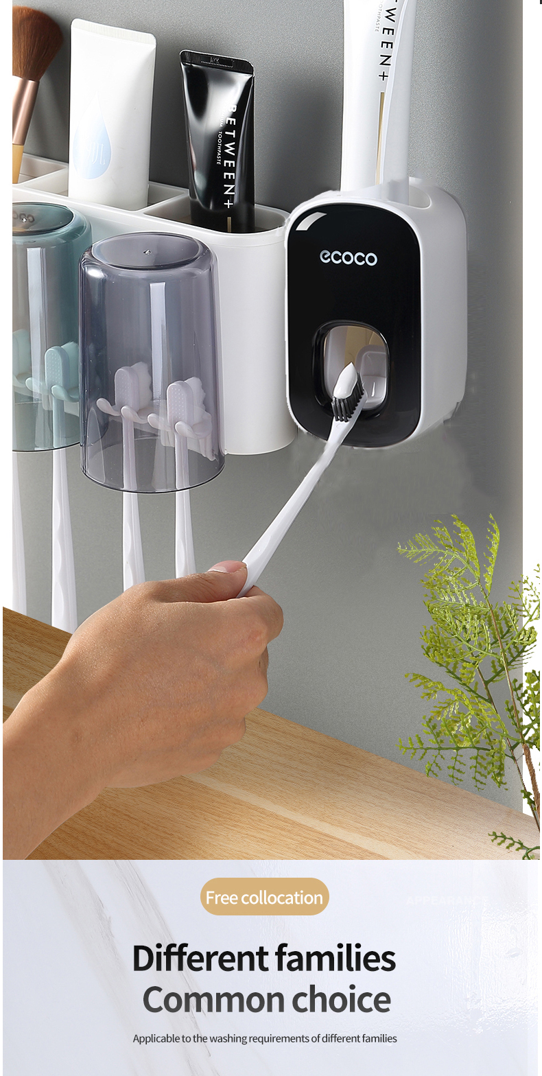 Ecoco Toothbrushholder Wall-Mounted Mouthwash Cup Multifunctional ...