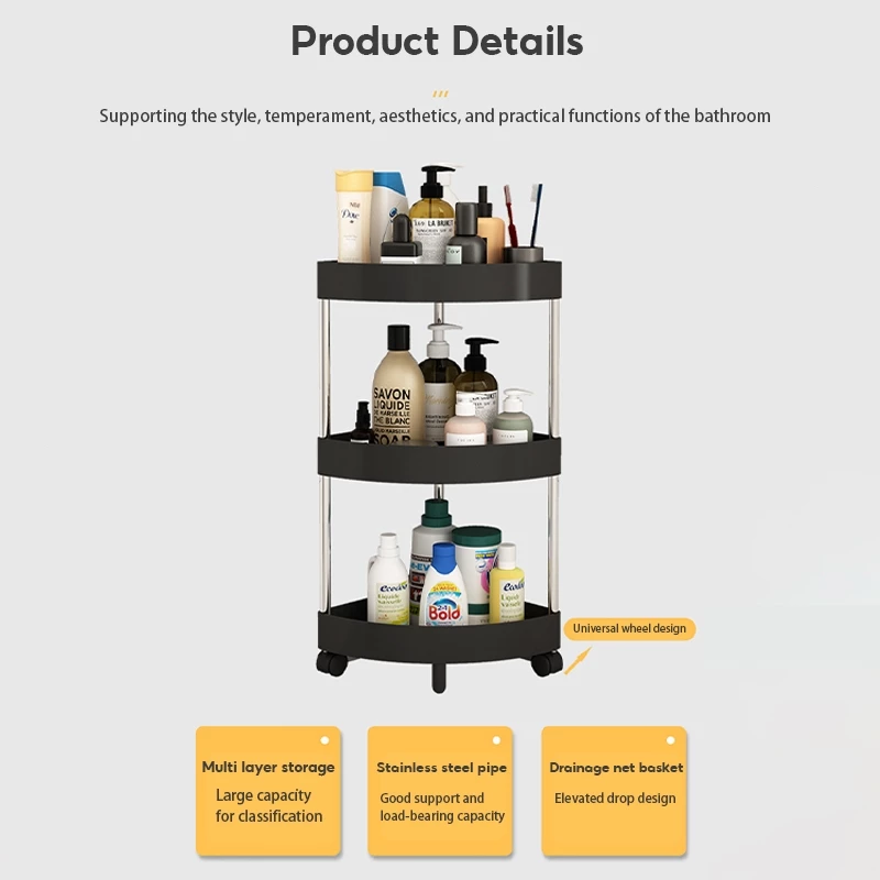 3/4/5 Layer Movable Corner Bathroom Storage Rack Triangle Storage Rack ...