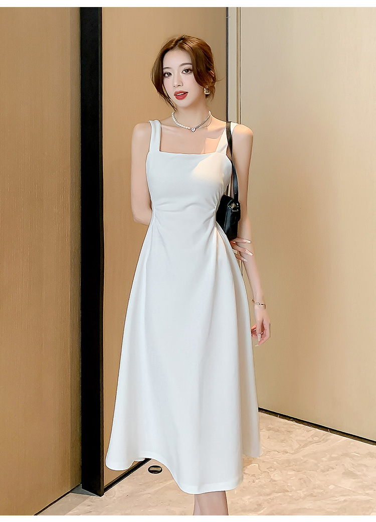 white midi elegant dress graduation dress korean halter dress cocktail ...