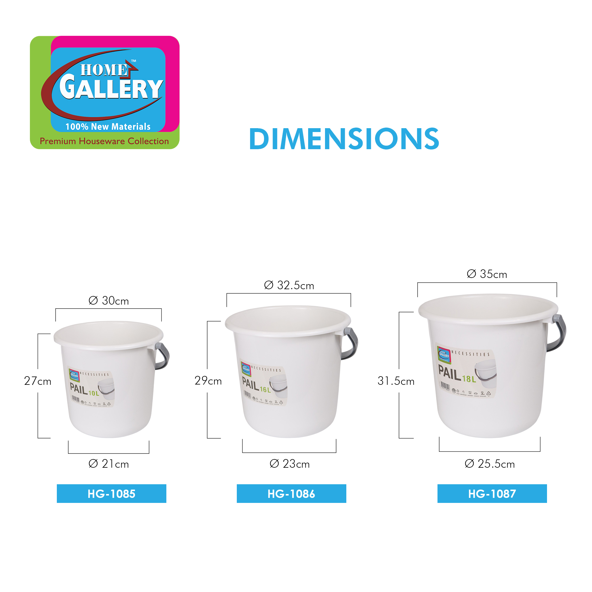 Home Gallery Water Pail Timba Multi-Purpose Bucket with Handle For ...