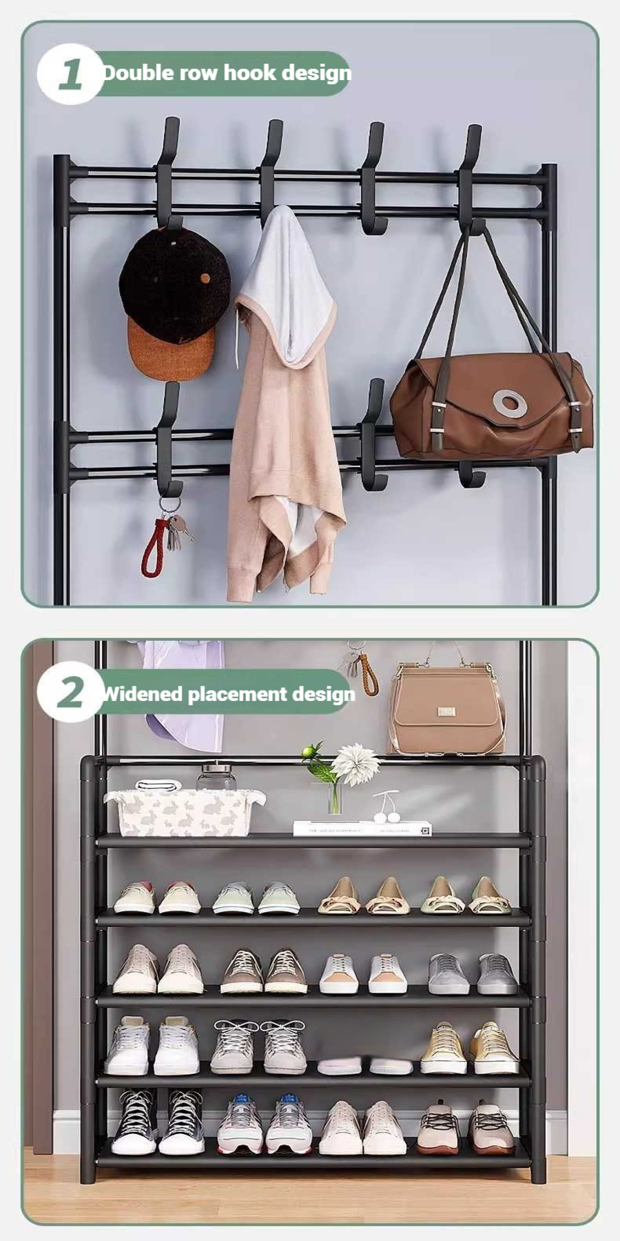 2in1 Multifunctional Shoe Hat Rack Organizer Storage Simple Floor ...