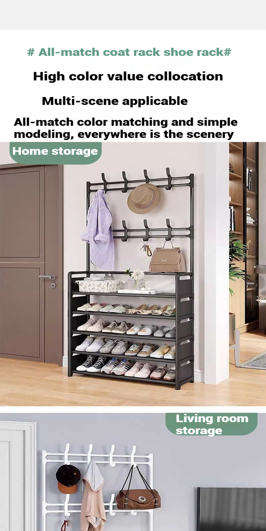 Black White Multifunctional Shoe Hat Rack Organizer Storage Simple ...