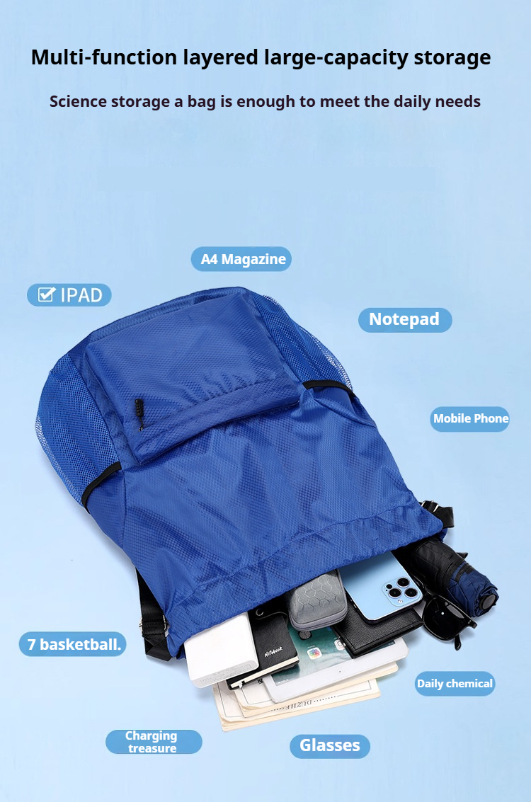 COD Outdoor Women Men Nylon Black Ultralight Backpack Basketball Bag ...