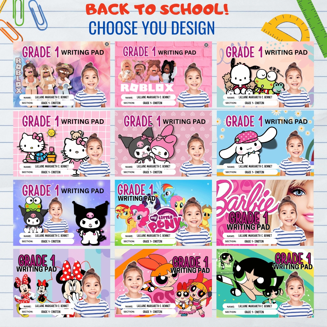 Personalized/Customized Pad Paper - Kinder, Grade 1, 2, 3 and 4 - 50 ...