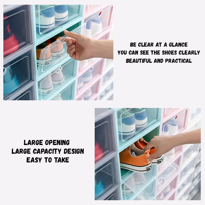 COD 6PCS Big Size Shoe Box Organizer Storage Hard Plastic Transparent ...