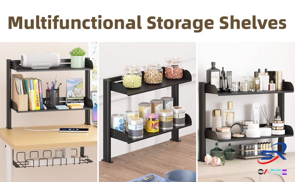 2-story adjustable storage desk extension rack Computer desk storage ...