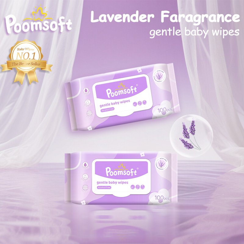 Poomsoft 5 Packs x 100 Sheet Lavender Scented No-Alcohol Gentle Wipes ...