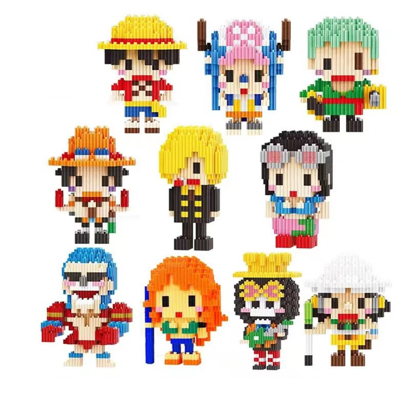 【DUZ】One Piece Luffy Toys Cute Block Mini Anime Character Building ...