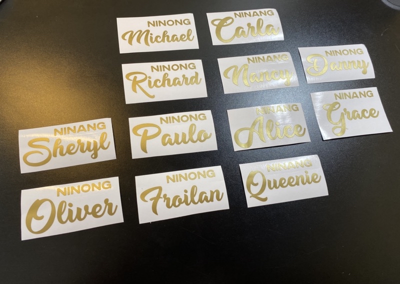 Personalized Sticker Name for Ninong and Ninang - Customized names ...