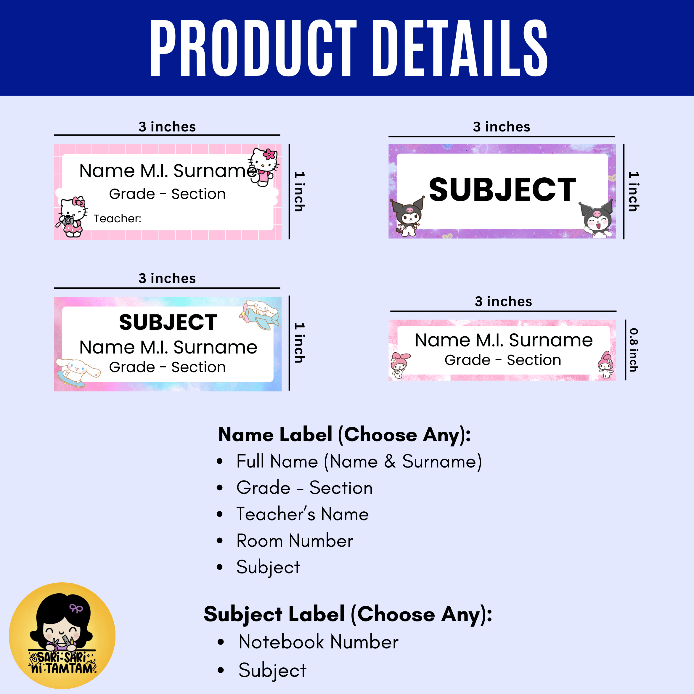 Personalized Subject Name Sticker Labels for Books Notebooks Folder ...