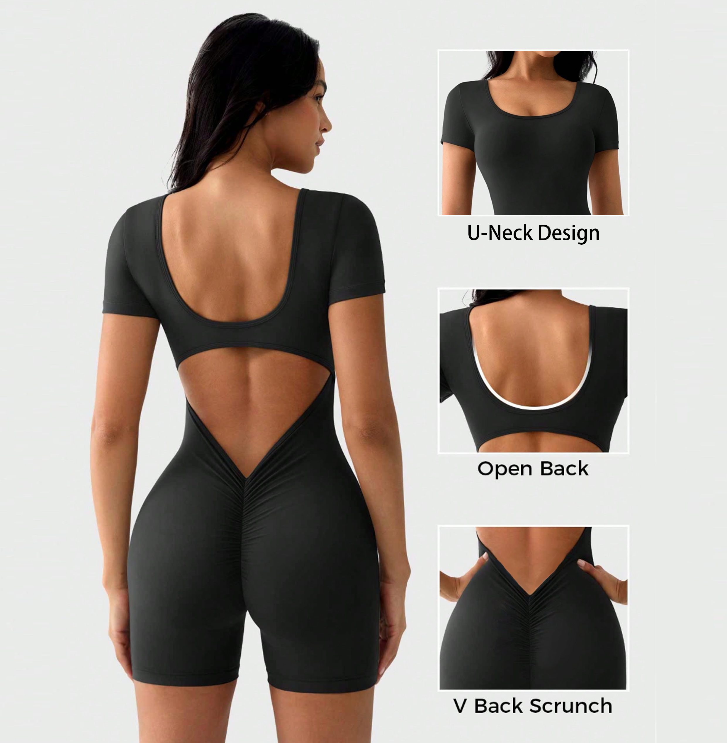 Ecupper Womens Backless Workout Jumpsuits One Piece Sleeveless Gym - View #8