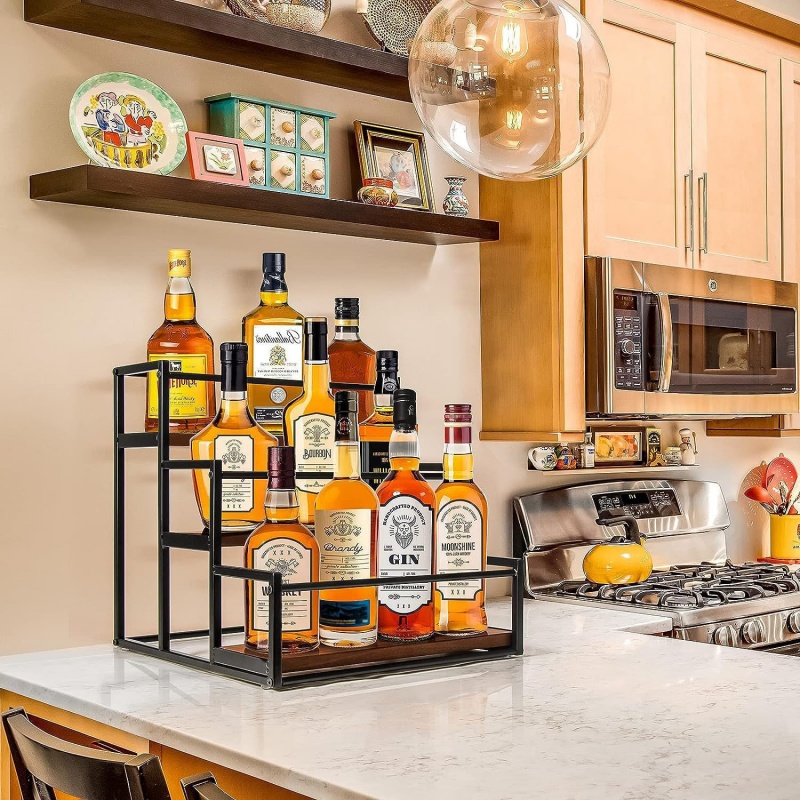 Coffee Syrup Rack Wine Storage Stand Bar Drink Holder 3 Tier Bottle ...