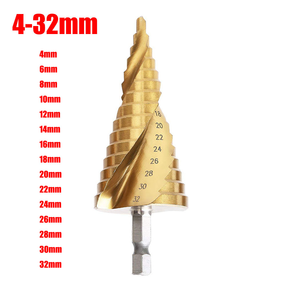 Universal HSS Titanium Coated Step Drill Bit Set Spiral Fluted Metal ...