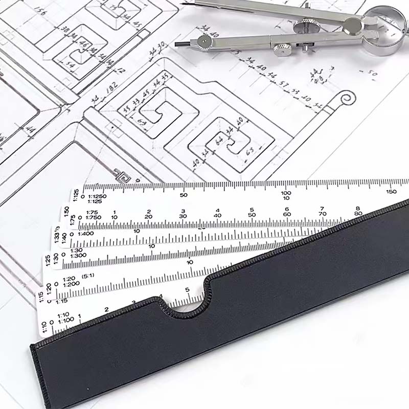 Portable Drawing Scale Ruler Fan-Shape Muti Ratio Measure Ruler ...