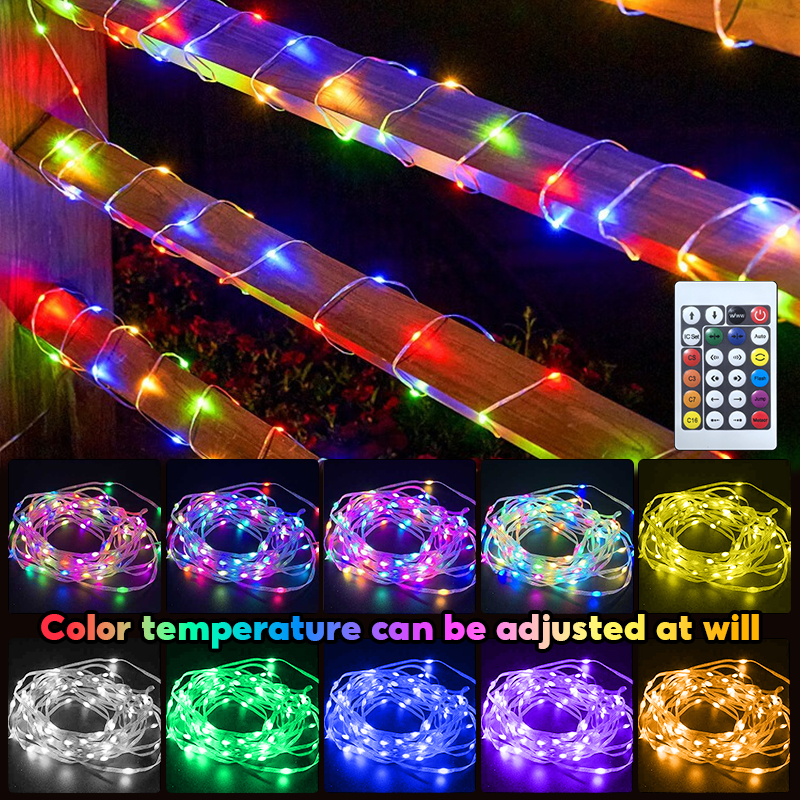 USB RGB LED String Lights Music Sync Remote Bluetooth APP Fairy Light ...
