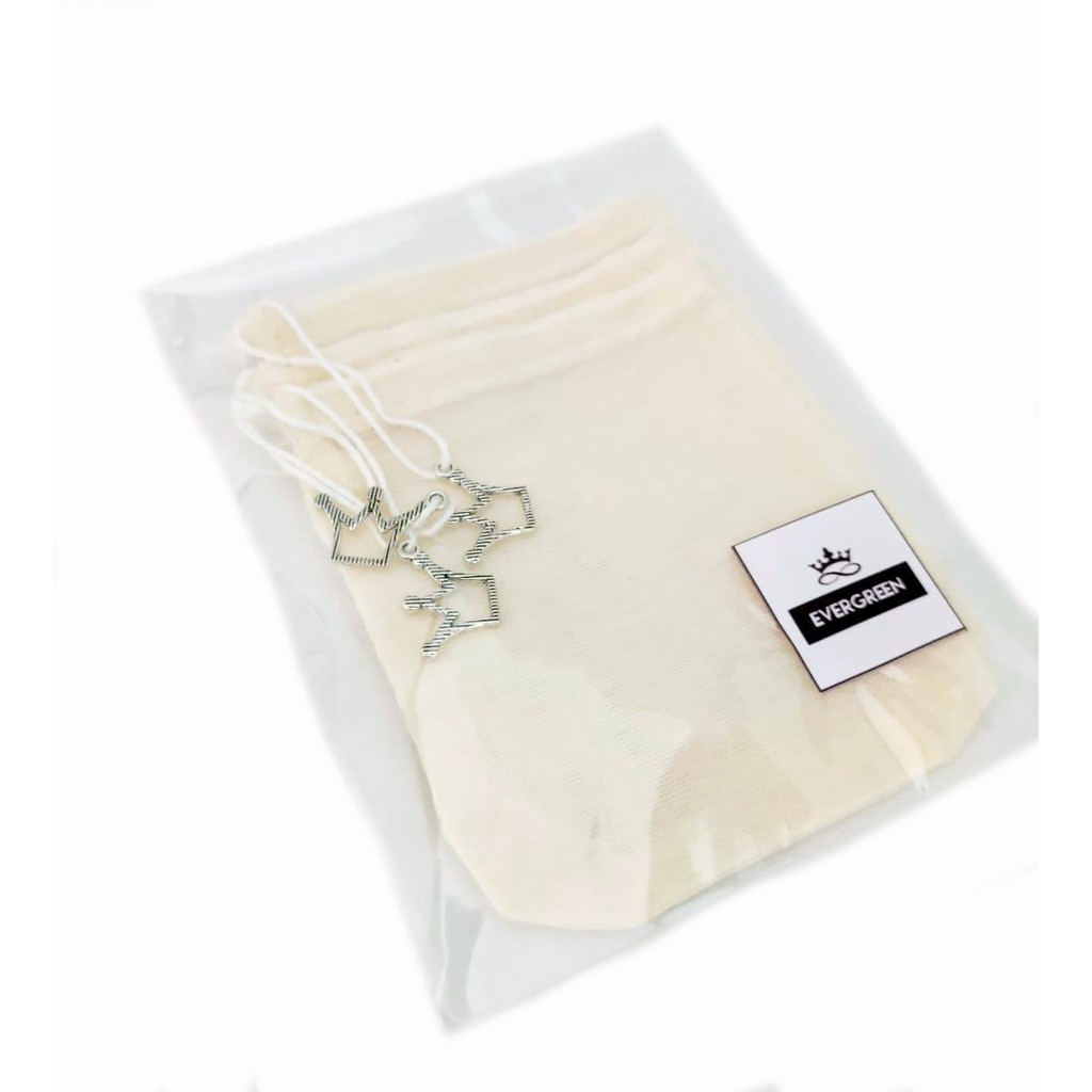 Reusable Teabags 3pcs | (3x4 inch) Drawstring Natural Unbleached Cotton ...