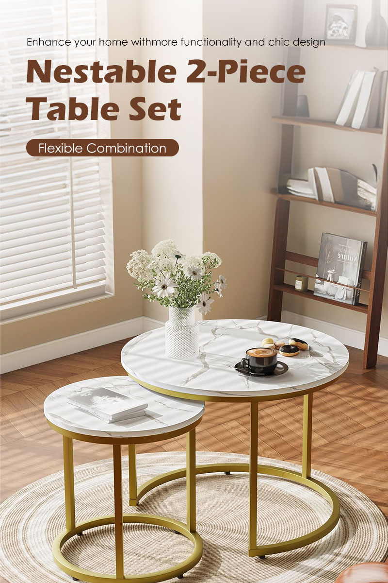 COD Coffee Table Round Combination Of Steel And Wood Coffee Table Home ...