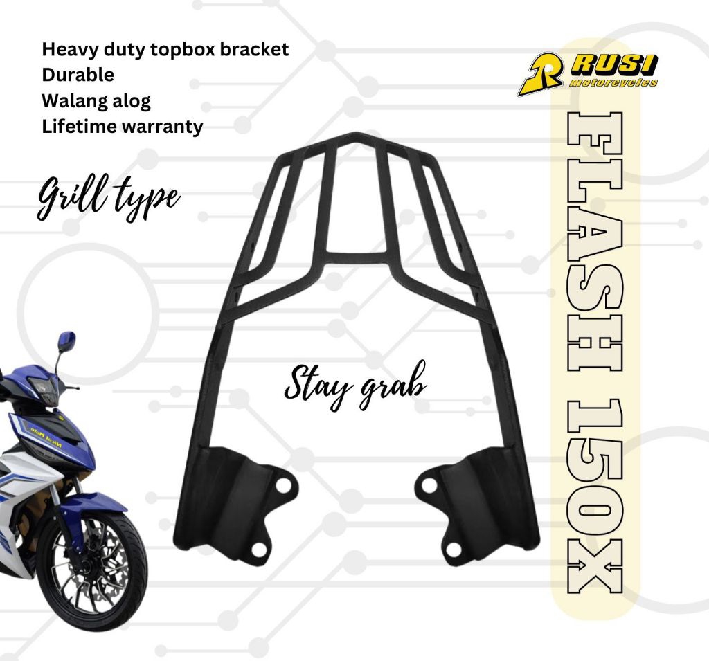 Rusi Flash 150 Fi/Carb Flash 150x Grill Type Stay Grab Topbox Bracket ...
