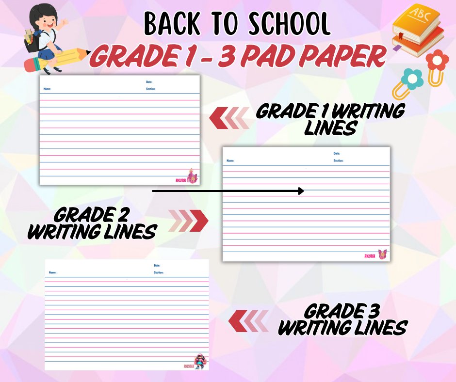 Personalized/Customized Pad Paper (Kinder, Grade 1-3 Writing lines ...