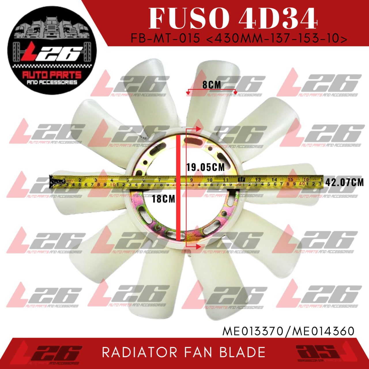 ME013370/ME014360 Radiator Cooling Fan Blade Assy for Fuso 4D34 Engine ...