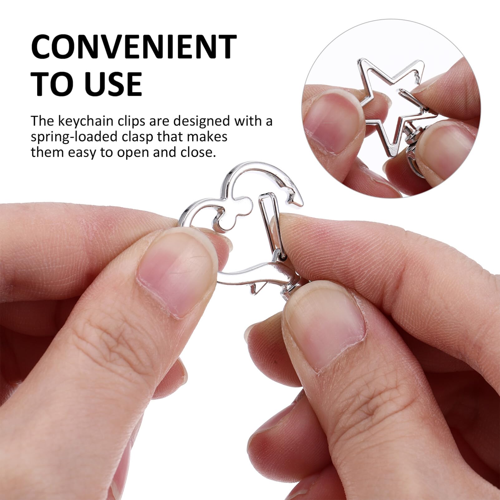 20Sets 3-Style Metal Keychain Clasps Swivel Buckles with 8mm Open Ring ...