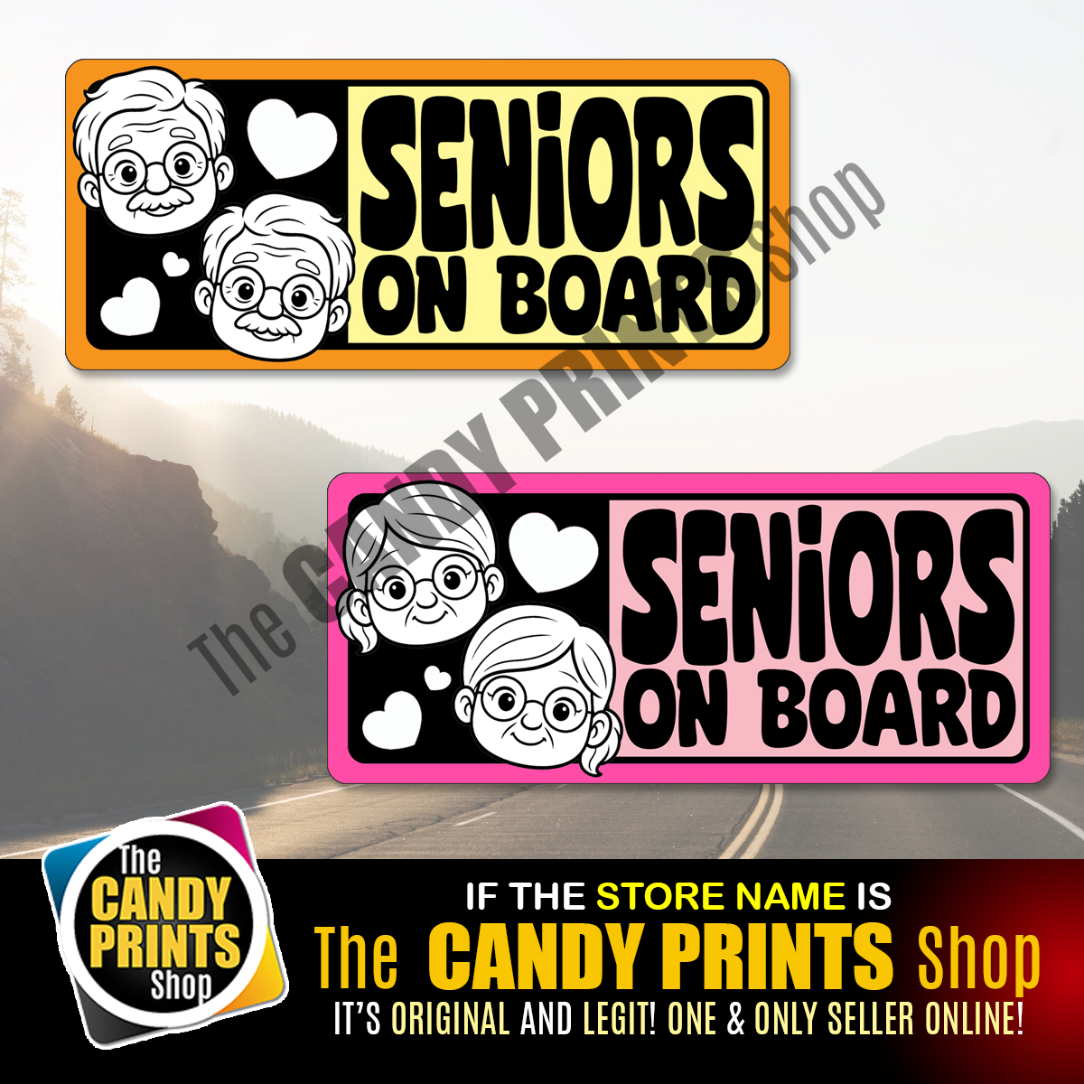 7 x 3 inches SENIOR ON BOARD Magnetic & Vinyl (Non-Magnetic) Car ...