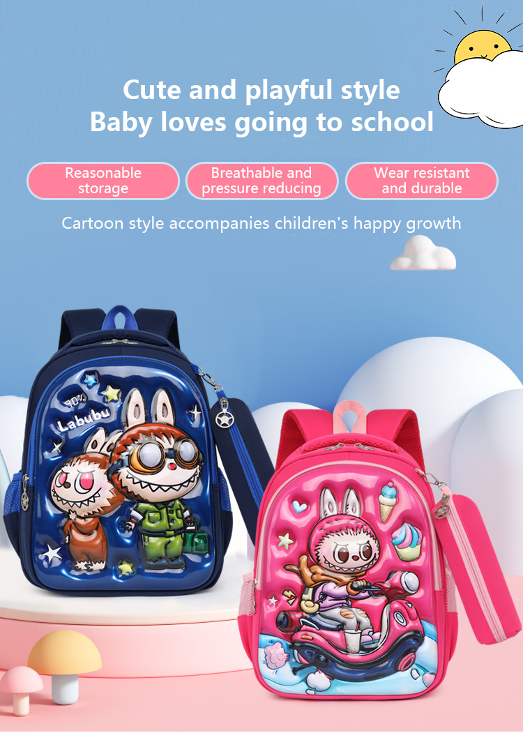 Labubu Bag For Kids Girl School Bag Backpack Primary Pink Backpack For ...