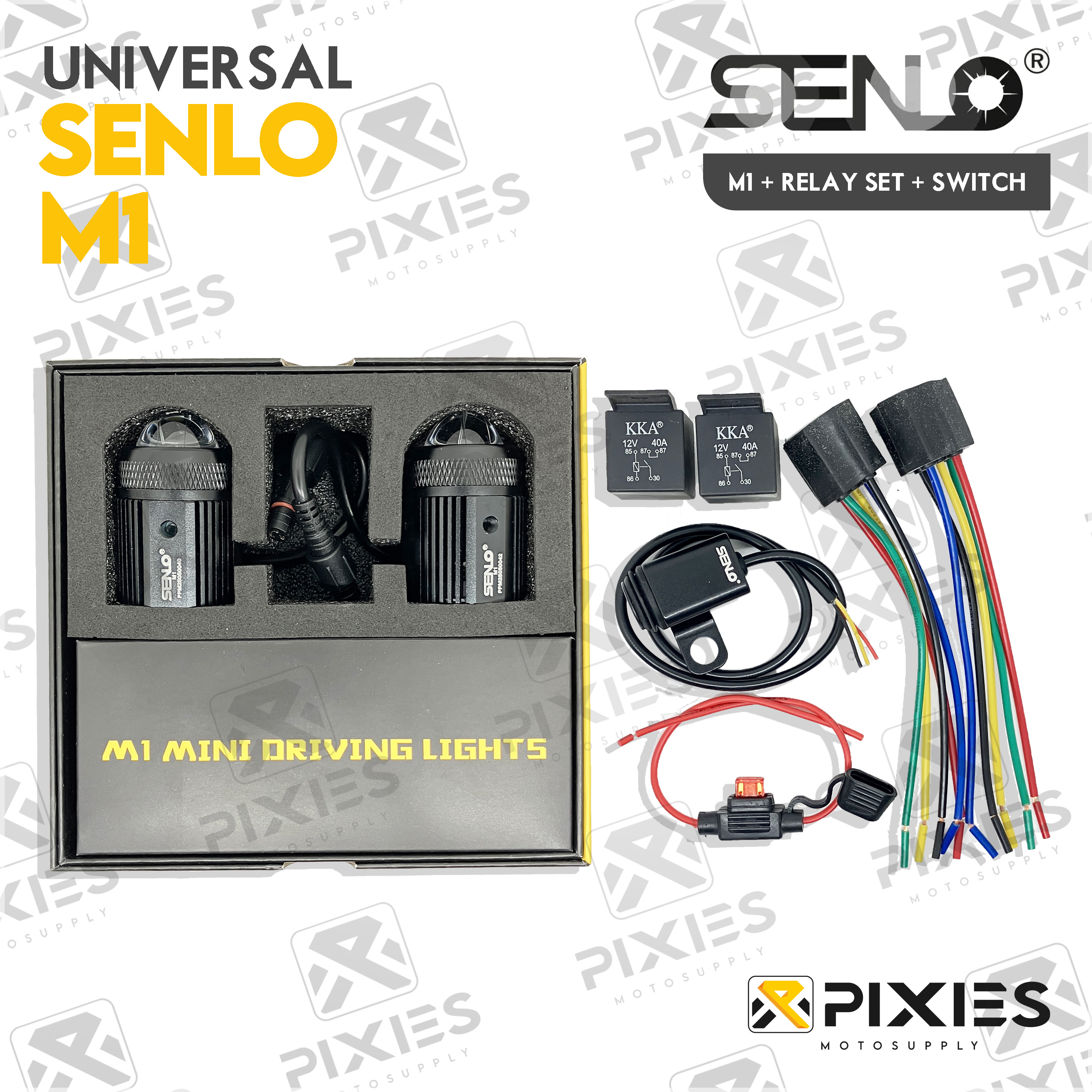 SENLO MINI DRIVING LIGHT SENLO M1 SET HARNESS SWITCH RELAY SOCKET FUSE ...