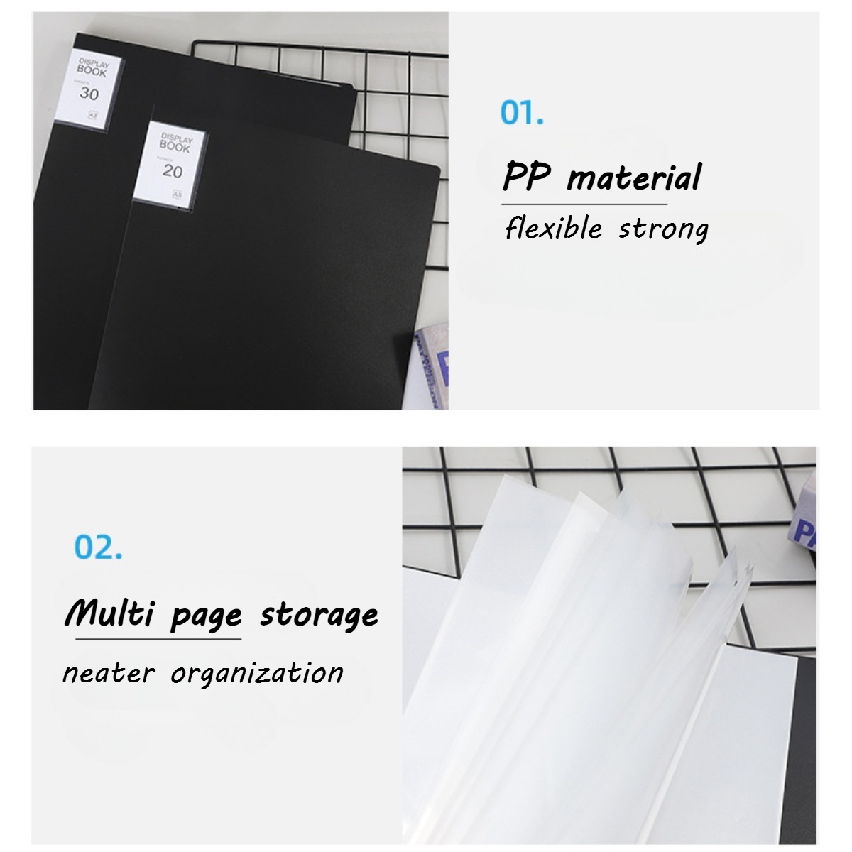 8K/A3 Clear Book Transparent Folder 30/60 Pages Paper Storage File ...