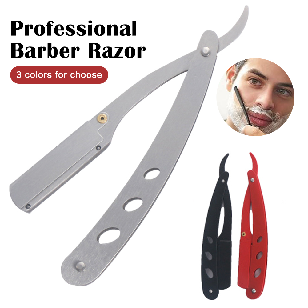 Folding Barber Razor Shaver Edge Manual Steel Trimming Beard Shaving ...