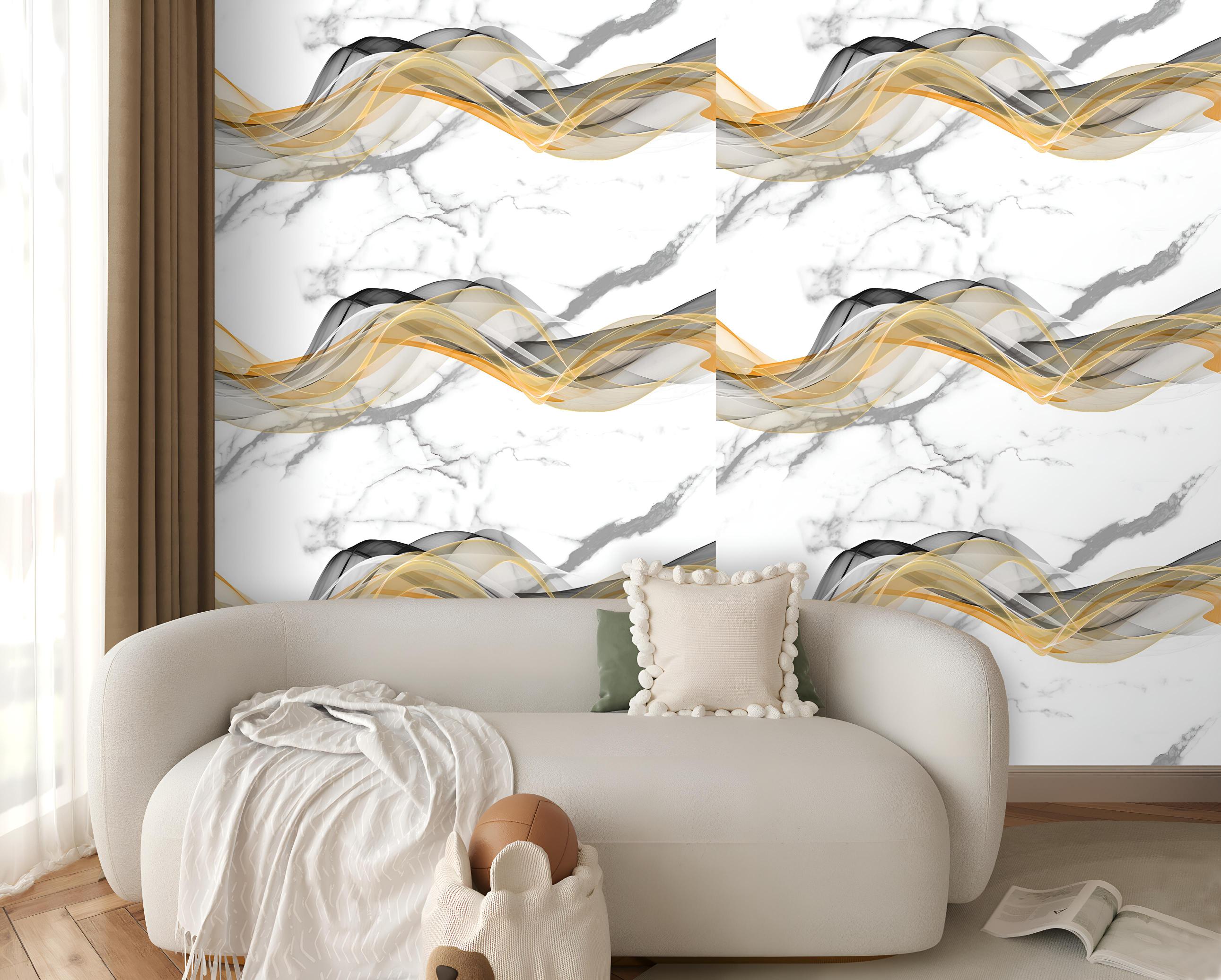 Thickened Foam Sticker - 120cm x 8ft, Marble Design, Waterproof, Self ...