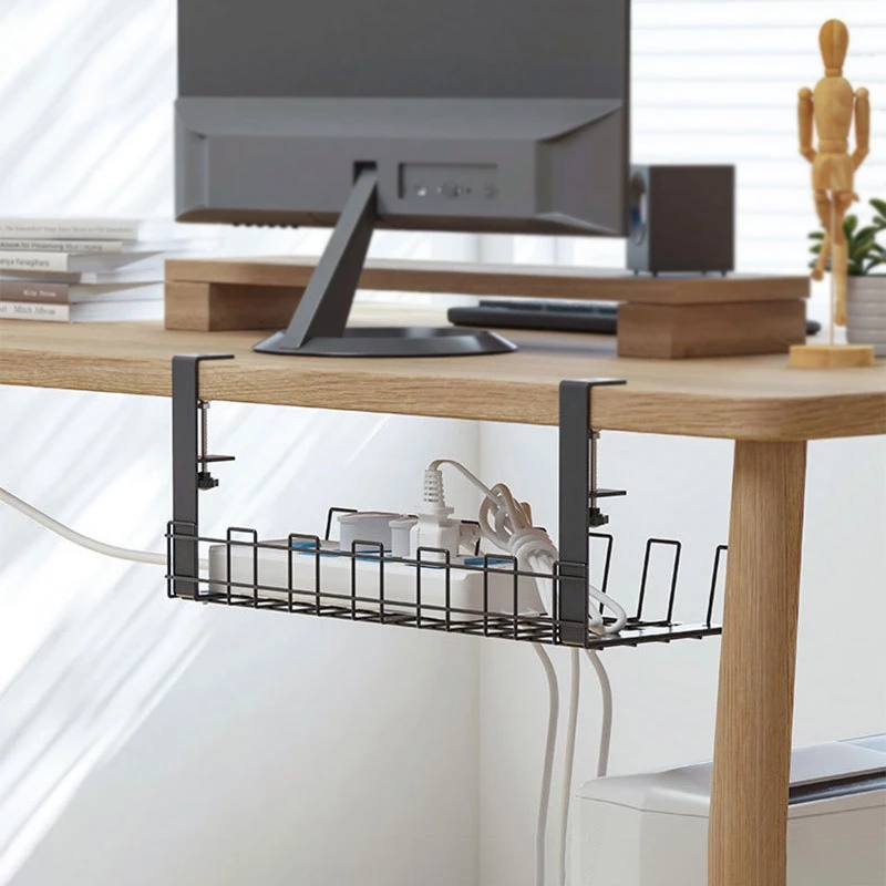 Desk Wire Organizer Under Table Storage Rack for Home Office Cable Rack ...