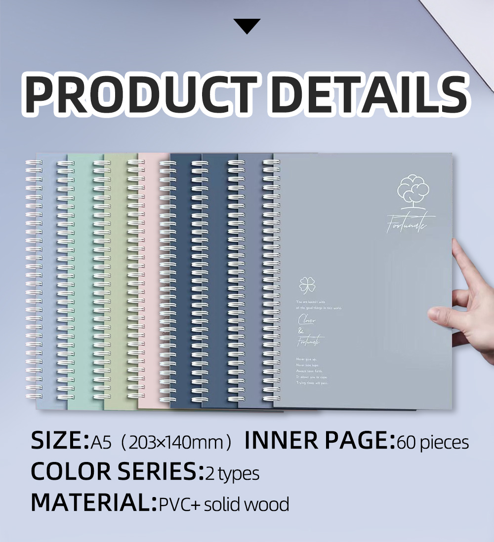 4Pcs A5 60Sheets Double Coil Design Notebook Simple Art Style Spiral ...