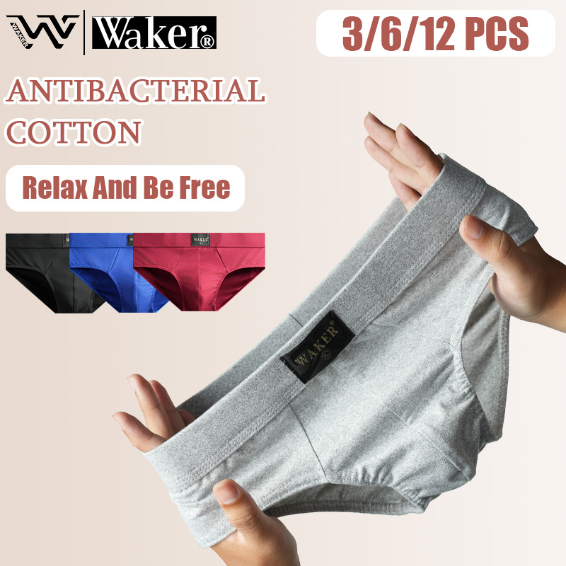 WAKER COD 3/6/12PCS Brief Seamless For Men Cotton-Spandex Stretch ...