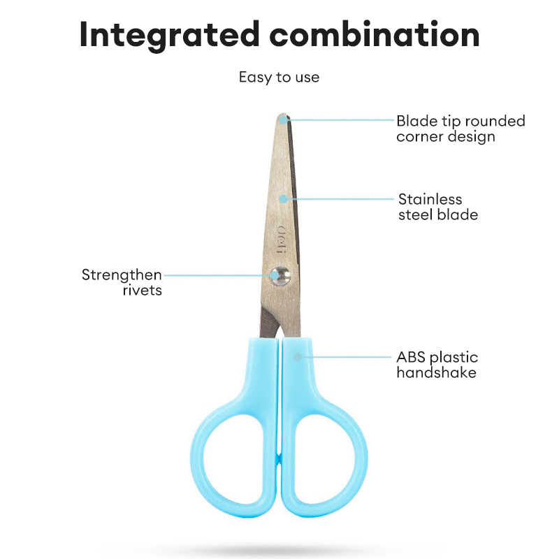 Deli Student Safety Scissors Round Head Design Cute Cartoon Mini