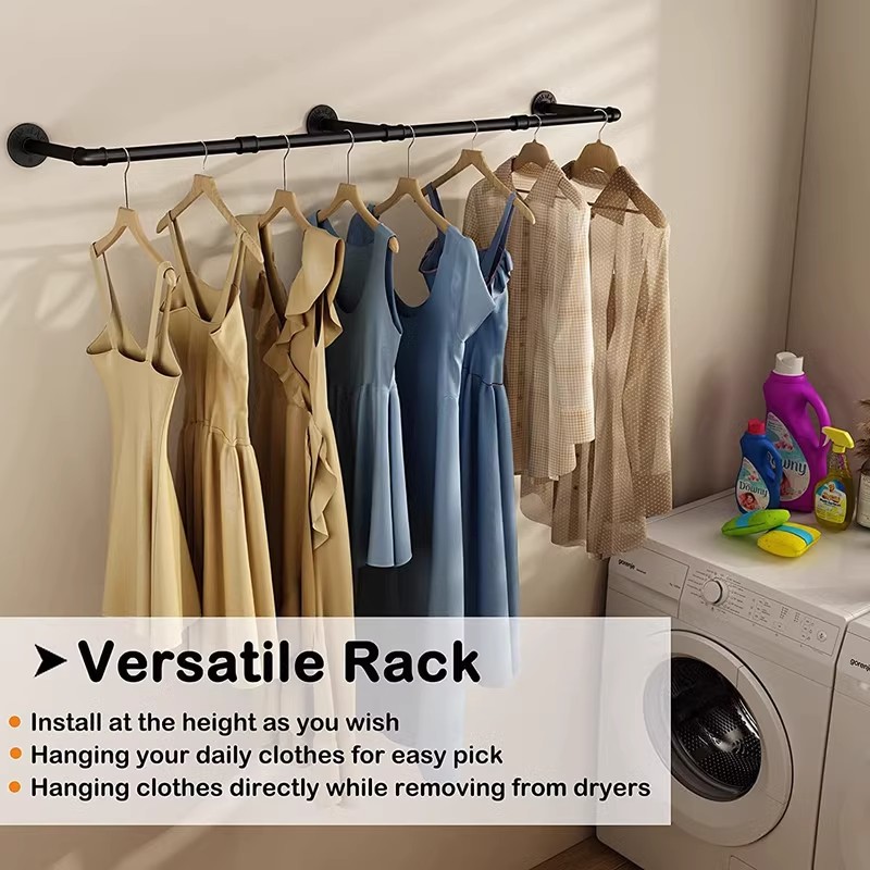 Metal Clothes Rack WallMounted Hanger Clothing Rack Tube Hanger