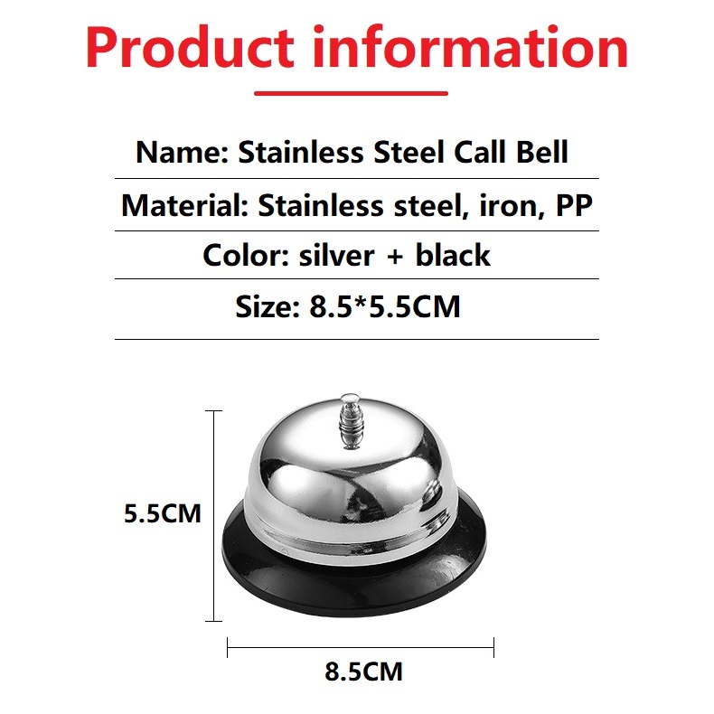 1pcs Call Bell, Service Bell, Loud And Clear Ring Stainless Steel Metal Counter Bell For Hotels Schools Restaurants Reception Areas Small Size - View #3