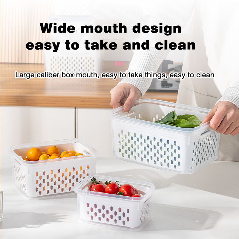 Kitchen Refrigerator Organizer Drainage Basket Food Fruit Vegetable ...