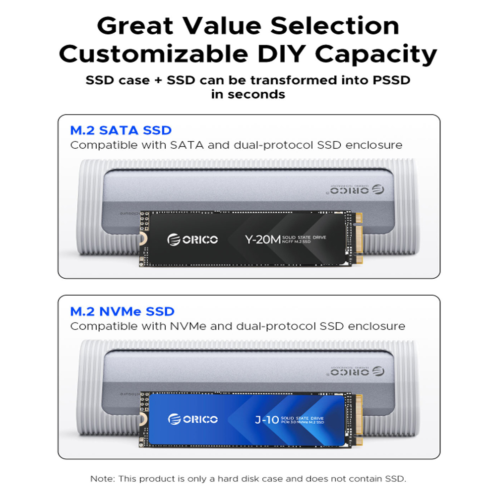 ORICO 20Gbps M.2 NVME SSD Case With Built-in Cooling Vest Upgraded Aluminum Fast Transimission Type C M2 Nvme Ssd Enclosure I3264395256 - Foto 5