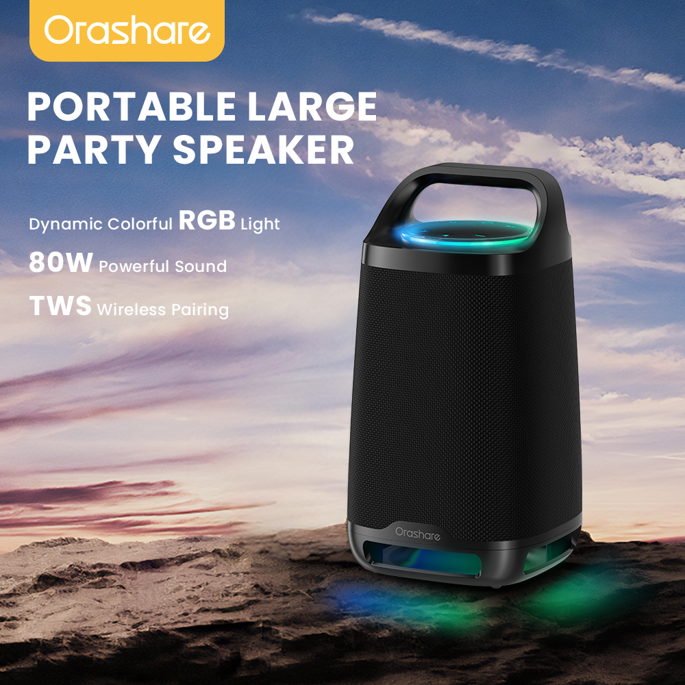 Orashare BS21 PartyBox Bluetooth Speaker With RGB Light 80W Powerful