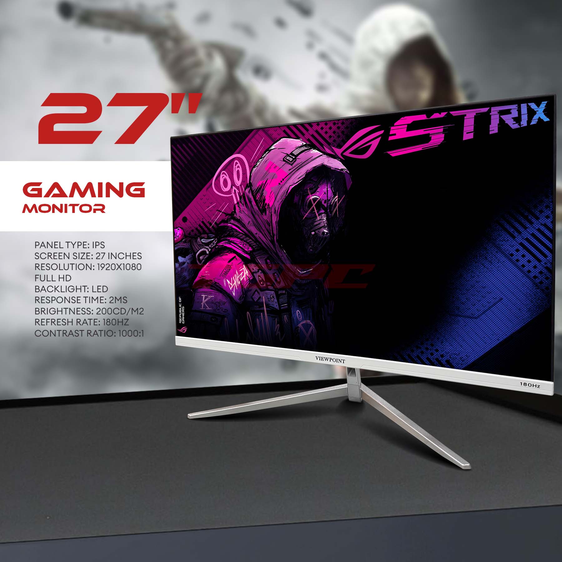 TGPC / Flat Gaming Monitor / Viewpoint / VP2718F PRO / 27 Inches / 180 ...