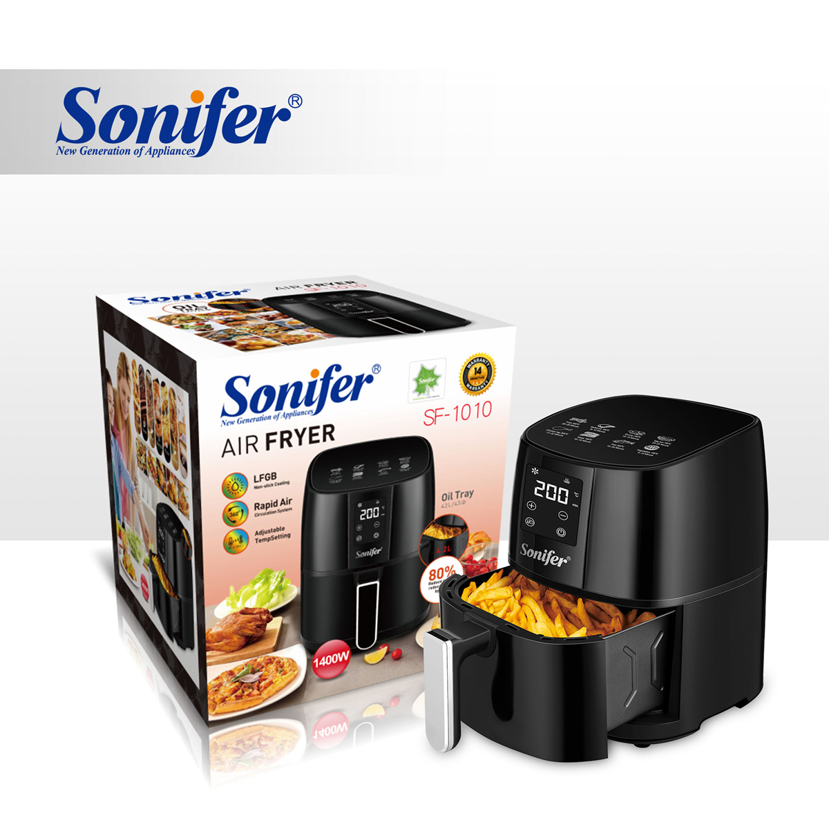 Sonifer 4.2L Electric Air Fryer Oven Cooker with Temperature Control ...