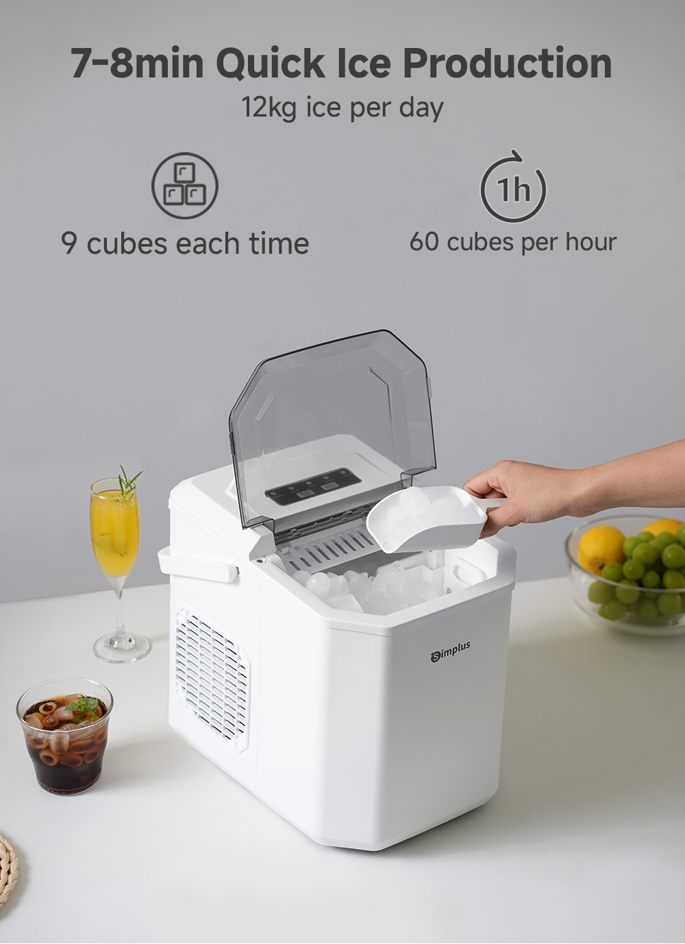 Simplus Ice Maker Machine Automatic Ice Cube Maker Mini Portable ...