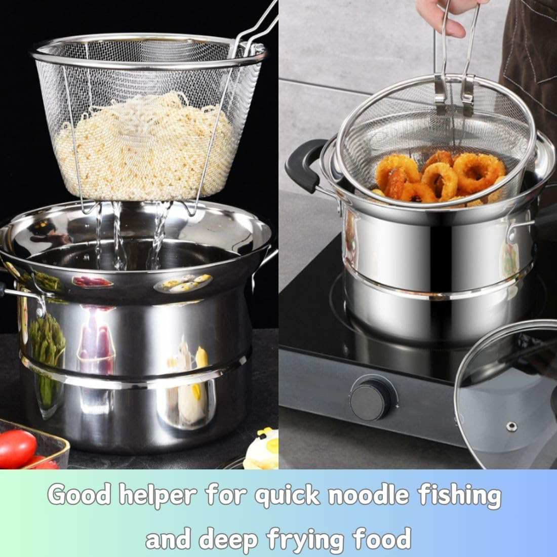 Multifunction Pot 3 in 1 Stainless Steel Steam and Deep Frying Pan ...
