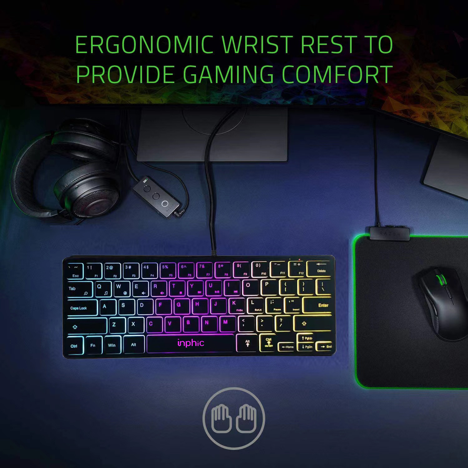 INPHIC IN-920 RGB Cool gaming keyboard - 64 key keyboard/keyboard multi ...